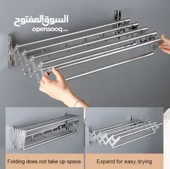  4 منشر الغسيل الجداري الألمنيوم القابل للطي – الذكاء في التنظيم وتوفير المساحة قوة تحمل ممتازة بتستحمل
