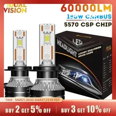  1 K5C H7 LED 60000LM مصابيح أمامية Canbus ، Canbus ، H1 H4 H11 ، HIR2 H8 H9 ، HB4 ، رقائق K CSP عالية