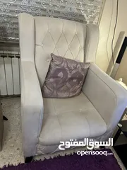 3 طقم كنب ( كنبايات ) قماش مخمل مشدود لا يحتاج للتوضيب باللونين اللؤلؤي والبنفسجي الفاتح