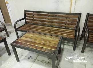  2 مقاعد حديقة ثلاثي فاخر حديد وخشب سويد مقاس متر ونص في 60 سم. خدمة التوصيل لجميع المحافظات