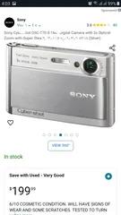  14 كاميرا سونى بحالة الجديدة ومشتملاته    camera sony 8.1MP DSC-T70ديجيتال