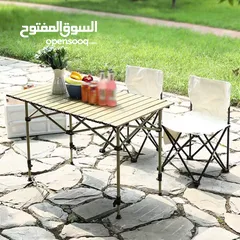  3 طقم طاولة المنيوم قابل للطي مع اربع كراسي خفيف الوزن متين طي سريع مناسب للتخييم حقيبة تخزين عملية