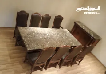  3 طاولة طعام خشبية مع طاولة بوفية