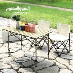  10 طقم طاولة ألمنيوم قابل للطي + 4 كراسي – خفيف، عملي، أنيق... الرفيق المثالي لكل مشاويرك!