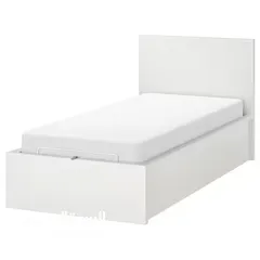  1 IKEA MALM bed frame/white with mattress and bed sheet.