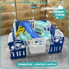  14 مستلزمات حضانات طاولات و مراجيح و سحاسيل و حواجز و كرة قدم و كراسي طعام من المستورد مباشره
