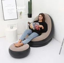  7 ترند الراحة والاسترخاء وصل وبقوة  طقم أريكة استرخاء + مسند قدم قابل للنفخ – الحل الذكي لكل بيت