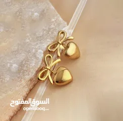  2 Gold plated Anti Tarnish Bow Heart Themed pendant