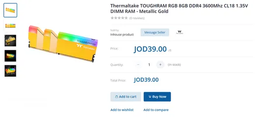  2 رامات ddr4 8x1 3600MHz ثيرمال تيك