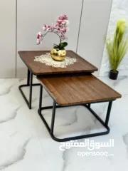  2 طاولات مودرن بتصميم عصري يخطف الأنظار باشكال متعدةة دائري ومربع سطح رخام فاخر ولمعة جذابة مع قاعدة