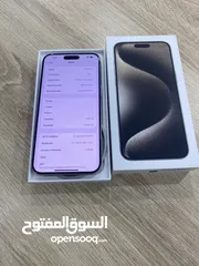  5 iPhone 15 pro max  256gb  لون natural titanium  بطارية 92% كفالة ابل حتى شهر 27/12/2024