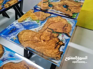  20 epoxy dining table, resin table, resin ocean table, coffee table طاولة طعام إيبوكسي، طاولة راتنج،