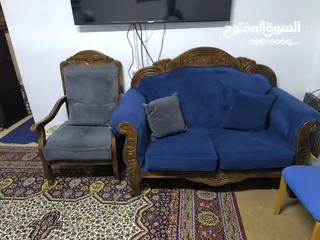  4 كنب خشب زان حفر شبه جديد للبيع