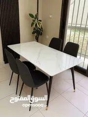  7 طاولة سفرة رخامية فاخرة الطاولة اللي بتجمع بين الأناقة و المتانة و الراحة! مع 4 كراسي و 6 كراسي