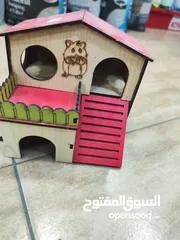  3 بيت هامستر مميز من اجود انواع الخشب يوضع داخل القفص او بالمكان المناسب