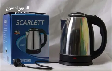  3 سخان غلاية ماء ستيل كهرباء SCARLETT غلايه  الماء مع قاعده تسخين سخانه مياه كهرباء سريعه ستيل