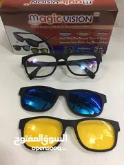  4 نظارات المغناطيسيه 3 في 1 شمسي و ليلي نظاره القياده ليلي نهاري شمسي نظارة