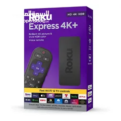  1 Roku Express 4K+ Roku Streaming Device 4K/HDR, Roku Voice Remote, Free & Live TV  جهاز تحكم صوتي