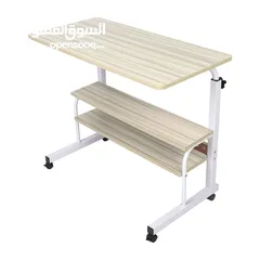  1 طاولة لابتوب طاولة متحركة مع رفوف قابلة لتعديل للارتفاع قياس 80*40 Laptop Tray Table Desk
