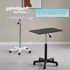  1 طاولة لابتوب طاولة لابتوب هايدروليك قابل للتعديل طاولة لابتوب متحركة خشب م دوران 360 وتحكم بالارتفاع