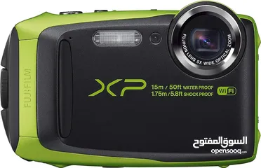  1 فوجي فيلم فاين بيكس XP125 كاميرا رقمية واي فاي ضد الماء، اسود/اخضر