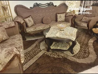  3 طقم كنب تفصيل خشب زان  + الطريه من احسن أنواع الطريات + البرادي من احسن أنواع البرادي