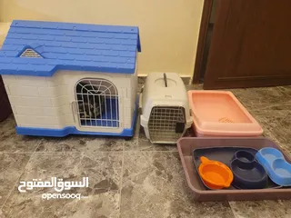  2 كوخ جديد حجم كبير واكسسوارات قطة بحالة الجديد للبيع المستعجل