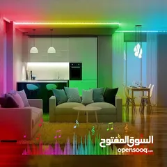  2 حبل إضاءة ليد متعدد الألوان مع جهاز تحكم عن بُعد بطول 10متر