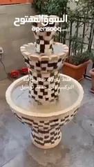 3 نوافير حديقه كبيره ملبسه حجر