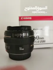  1 عدسة كانون 50mm 1.4