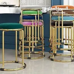  2 كراسي معدن مخمل وجلد