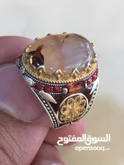  10 خواتم عقيق يمني مع فضه تركي