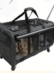  19 Pet bag trolley  حقيبة مع عجلات للكلاب الصغيرة والقطط لون اسود مع عجلات