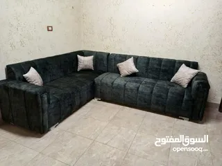  23 اطقم كورنر حرف ال مع مجوزه 9مقاعد جميع الالوان متوفره عرض لاخر الشهر من المصنع بسعر الجمله