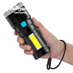  12 كشاف لوكس رباعي مصباح يدوي LED محمول مع ضوء جانبي ضد الماء شحن