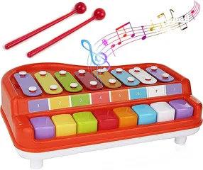  9 لعبة بيانو إكسيليفون للأطفال 2 في 1 الوان متنوعة 8  أزرار لتشغيل أصوات مختلفه هدية اطفال العاب طفل