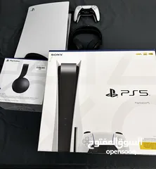  1 Ps5 with controller and 6games and gaming curve screen 32 inch and ps headset and gaming speakers