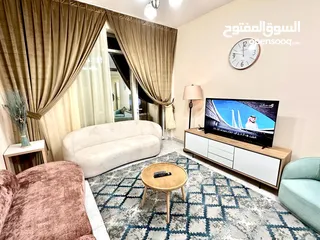  1 غرفة وصالة مفروش للايجار الشهرى Available bedroom full furnished monthly rent in Sharjah al qasbi