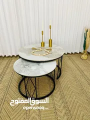  6 طقم طاولات قطعتين وسط شايش فل ابدااع طاولة وسط بلاطة شايش ثقيل  خشب جرانيت ثقيلل