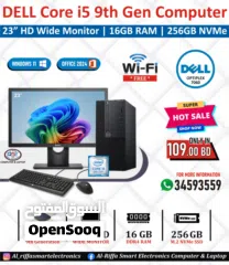  2 DELL Core i5 9th Generation Computer Set 23" Full HD Monitor 16GB DDR4 RAM  Ready Win 11 + Office 24