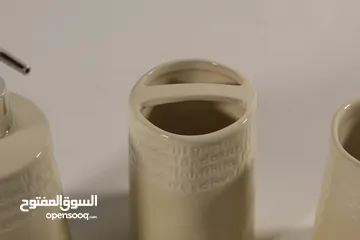  3 طقم اكسسوارت حمام لون بيج 4 قطع