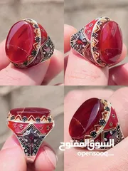  8 خواتم فضه وعقيق يمني طبيعي