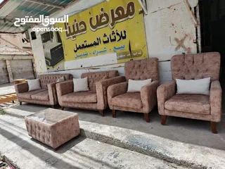 2 كنب تفصيل 7 مقاعد مع طاولته خشب سويد والأرجل  زان