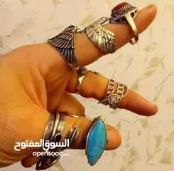  22 خواتم فضه مطعمه بالحجر الكريم