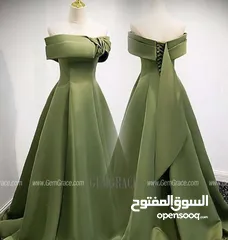  1 فستان اخضر حرير حالة ممتازه