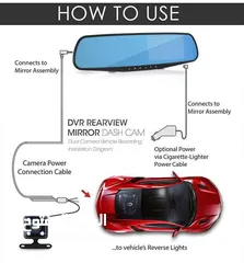  4 لحماية سيارتك كاميرا مع مرايه مدمجة للسيارة تسجيل ما يحدث بالطريق. تصلح لجميع السيارة وتركيب سهل جدا