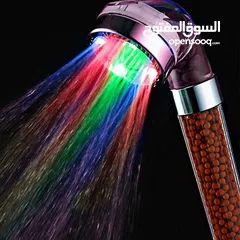  1 دش حمام مضئ و مقوي لضخ الماء لا يحتاج الى بطاريه او كهرباء دوش التورمالين المضئ