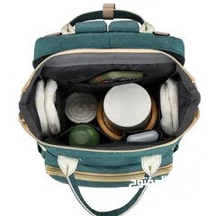  6 وصل حقيبة ظهر الام مع سرير  للاطفال 2×1  حقيبة مميزة خاصه للامهات حيث تتميز بتصميم مليئ بمساحات كبير