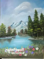  5 لوحات فنية طبيعة عدة مقاسات رسم يدوي