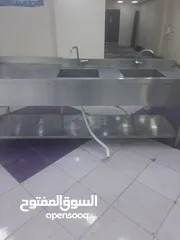  4 مجلى ستانليس ستيل حوضين تفصيل طول 3 متر وعرض متر وارتفاع متر مع رف ستانلس سفلي وارجل تطويل وتقصير